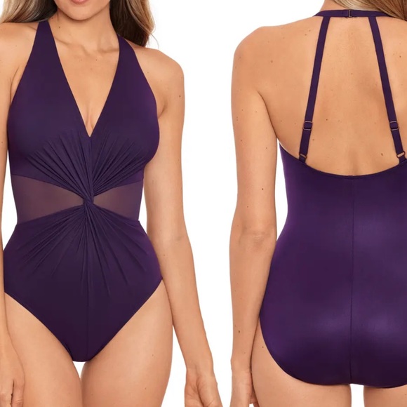 MIRACLESUIT Illusionist Wrapture One-Piece Swimsuit PURPLE SIZE 10 NEW 0500 - Picture 2 of 7